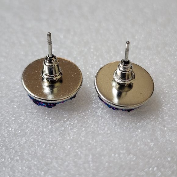 Gypsie Whimsical Druzy Stud Earrings Blue Purple Mermaidcore - Picture 5 of 6
